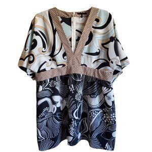 Daisy Fuentes Blouse Baby Doll Style Abstract PXL